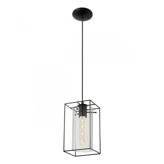 LONCINO LAMP COLG VINTAGE ACERO NEGRO TRANSP B150 1X60W E27