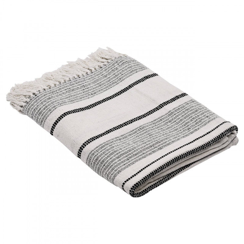 LONGLAC MANTA ALGODÓN BLANCO GRIS L1700