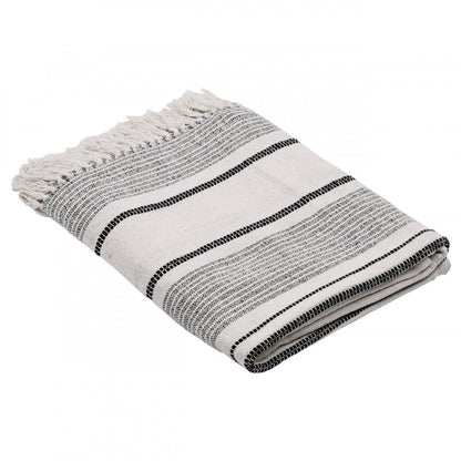 LONGLAC MANTA ALGODÓN BLANCO GRIS L1700