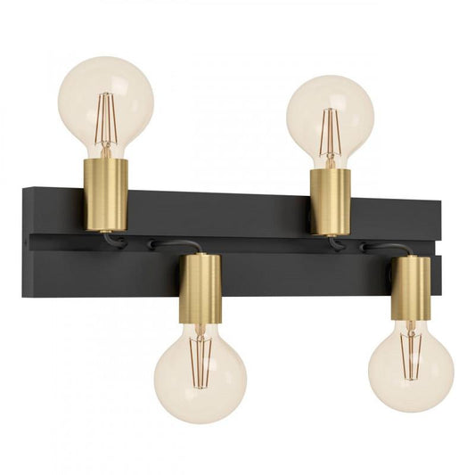 MACCHIONE APLIQUE ACERO NEGRO LATÓN L500 H110 E27 4X10W IP20