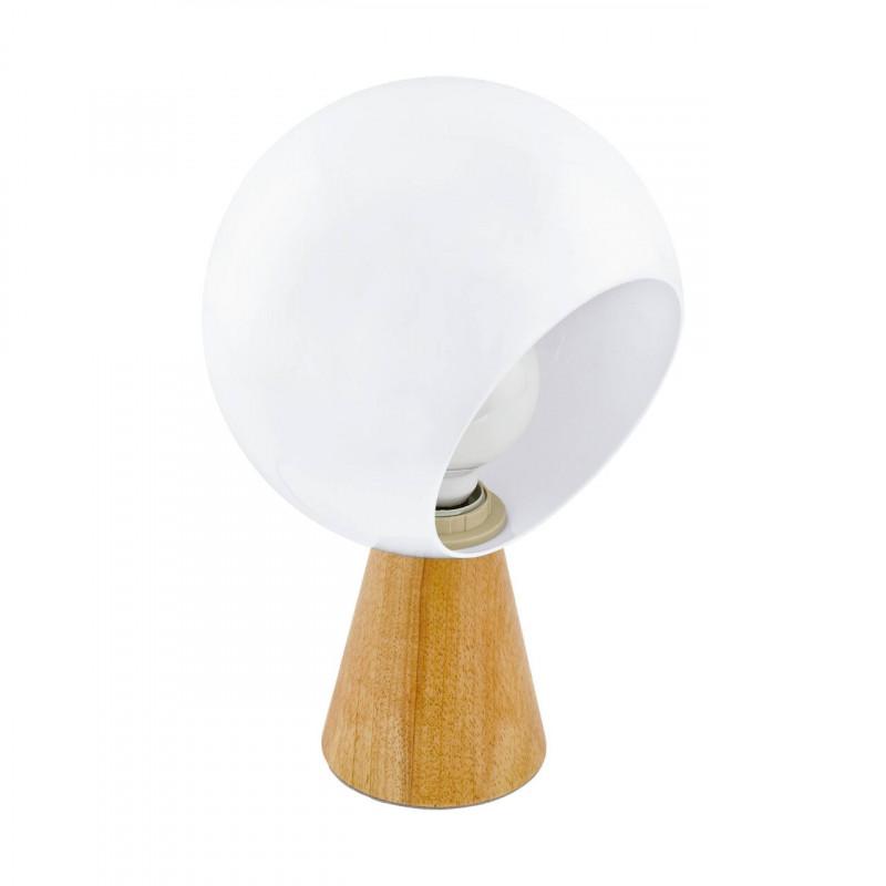 MAMBLAS SOBREMESA MADERA ACERO BLANCO H310 DM200 E27 1X60W