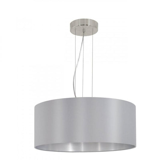 MASERLO LAMP COLG ACERO GRIS PLATA H1100 DM530 E27 3X60W