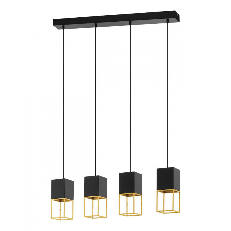 MONTEBALDO COLG ACERO NEGRO DORADO L850 H1100 GU10 4X5W