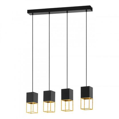 MONTEBALDO COLG ACERO NEGRO DORADO L850 H1100 GU10 4X5W