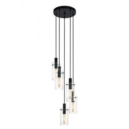 MONTEFINO LAMP COLG ACERO NEGRO H1500 DM350 E27 5X60W