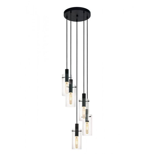MONTEFINO LAMP COLG ACERO NEGRO H1500 DM350 E27 5X60W