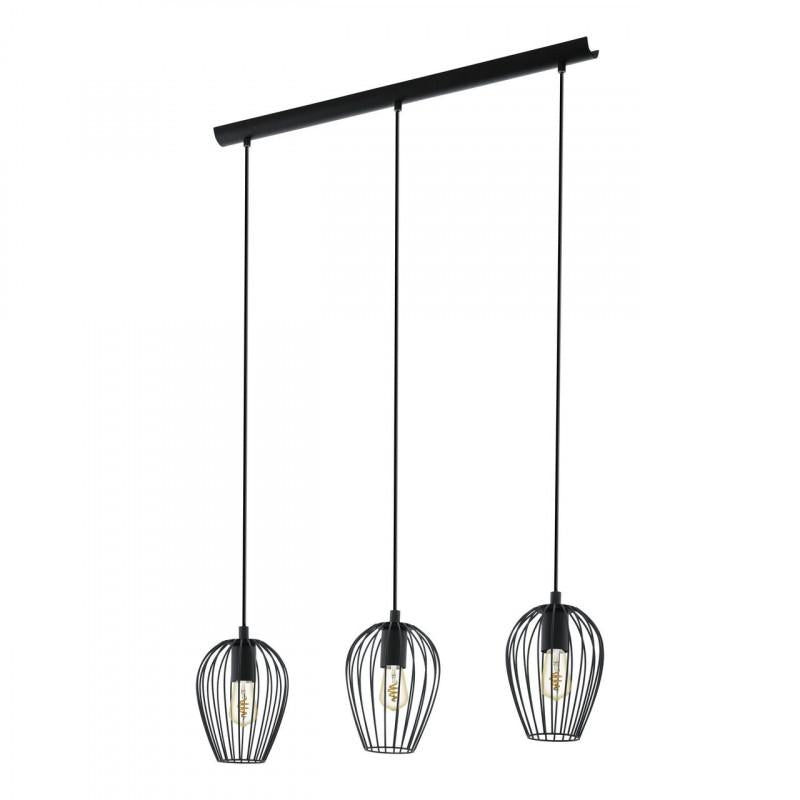 NEWTOWN LAMP COLGANTE VINTAGE ACERO NEGRO L700 3X60W E27