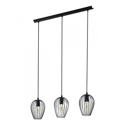 NEWTOWN LAMP COLGANTE VINTAGE ACERO NEGRO L700 3X60W E27