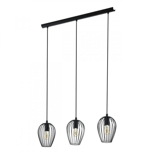NEWTOWN LAMP COLGANTE VINTAGE ACERO NEGRO L700 3X60W E27