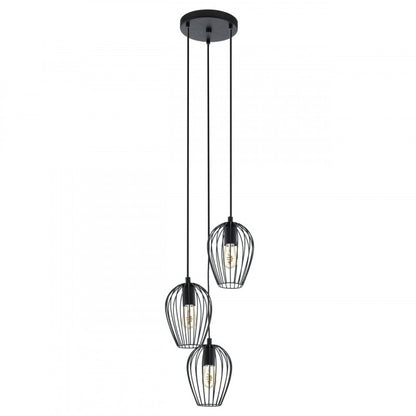 NEWTOWN LAMP COLGANTE VINTAGE ACERO NEGRO A1100 3X60W E27