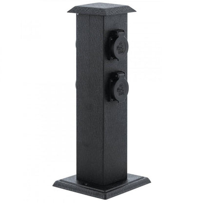 PILAR ACERO NEGRO ENCHUFE EXTERIOR H400 IP44