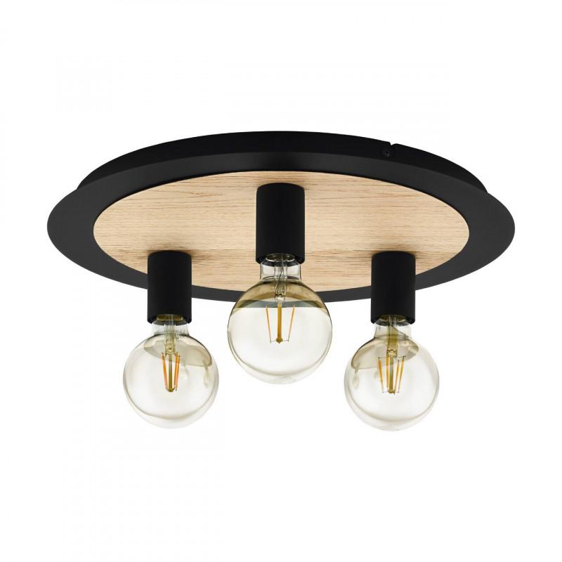 PASSANO 2 LAMP TECHO ACERO MADERA CAFE DM450 H95 3X60W E27