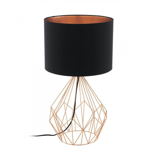 PEDREGAL 1 LAMP SOBREMESA NEGRO COBRE DM350 H645 1X60W E27