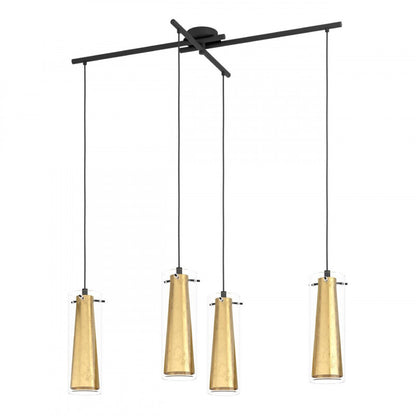 PINTO GOLD LAMP COLG NEGRO DORADO L-905 4X60W E27