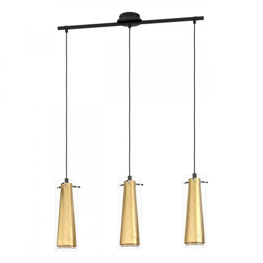 PINTO GOLD LAMP COLG NEGRO DORADO L-725 3X60W E27