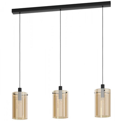 POLVERARA LAMP COLG AMBAR NEGRO L1150 E27 3X40W