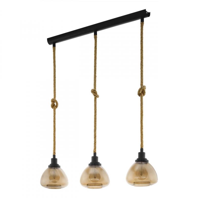 RAMPSIDE LAMP COLG ACERO NEGRO AMBAR L895 H1230 E27 3X28W