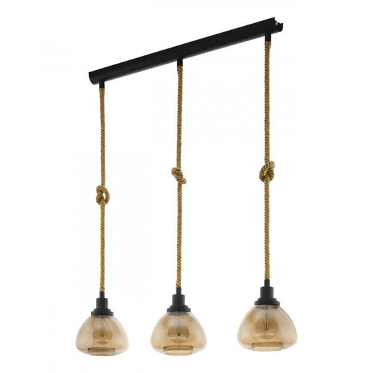 RAMPSIDE LAMP COLG ACERO NEGRO AMBAR L895 H1230 E27 3X28W