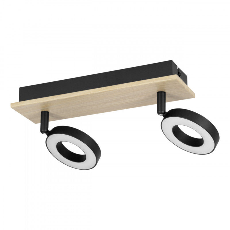 RIELVES FOCO MADERA ACERO NEGRO L280 H175 3000K LED IP20