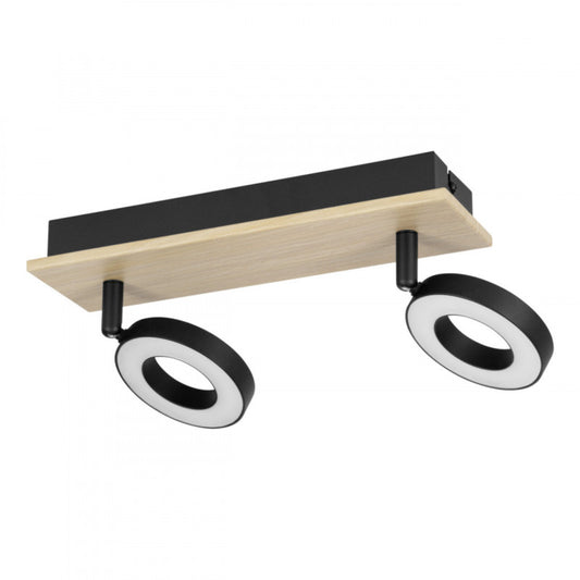 RIELVES FOCO MADERA ACERO NEGRO L280 H175 3000K LED IP20