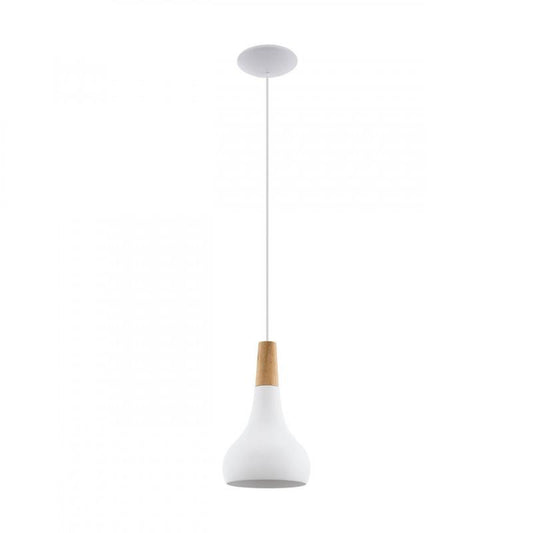 SABINAR COLG ACERO BLANCO C/MADERA H1100 DM180 1X60W E27 