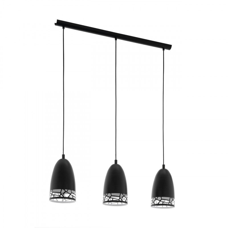 SAVIGNANO COLG ACERO BLANCO NEGRO L800 H1100 E27 3X60W IP20