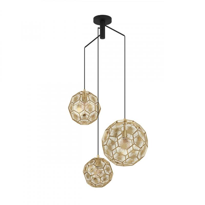 SKOURA COLG CASCADA ESFERA DORADA DECO DM 3X40W E27