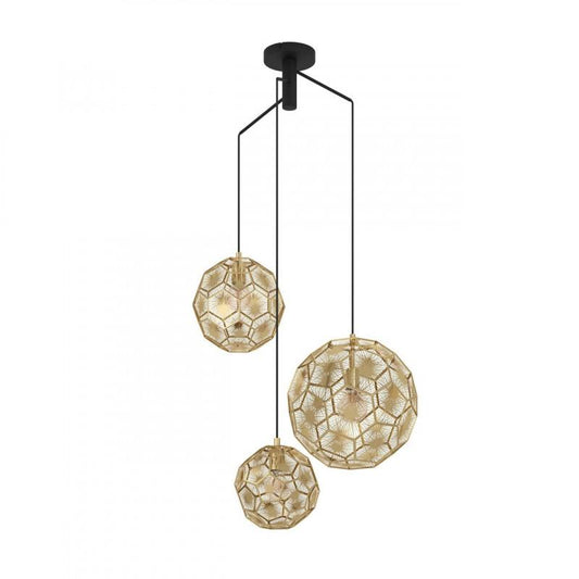 SKOURA COLG CASCADA ESFERA DORADA DECO DM 3X40W E27