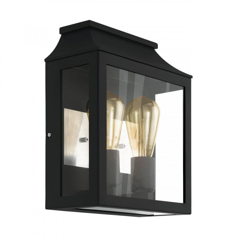 SONCINO APLIQUE EXT NEGRO VIDRIO H330 A120 2X60W E27