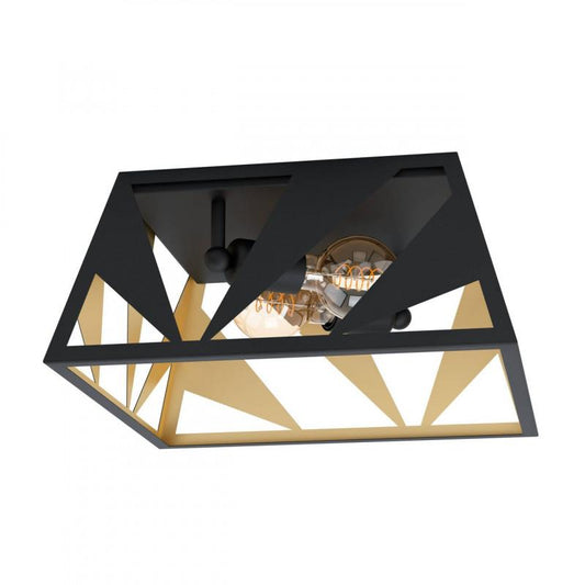 TABLONCITO TECHO ACERO NEGRO DORADO L395 H185 E27 2X40W IP20