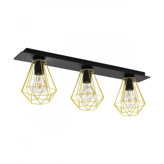 TARBES 2 TECHO ACERO NEGRO L770 H245 E27 3X40W IP20