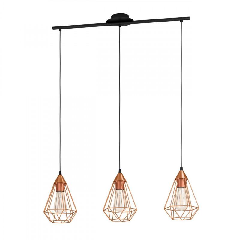 TARBES LAMP COLG ACERO NEGRO COBRE L790 H1100 E27 3X60W