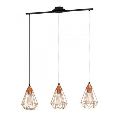 TARBES LAMP COLG ACERO NEGRO COBRE L790 H1100 E27 3X60W