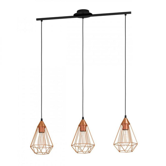 TARBES LAMP COLG ACERO NEGRO COBRE L790 H1100 E27 3X60W