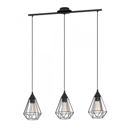 TARBES LAMP COLGANTE VINTAGE ACERO NEGRO L790 3X60W E27