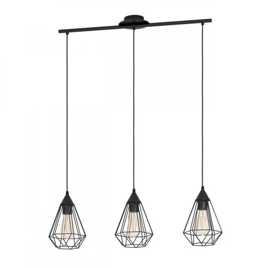 TARBES LAMP COLGANTE VINTAGE ACERO NEGRO L790 3X60W E27