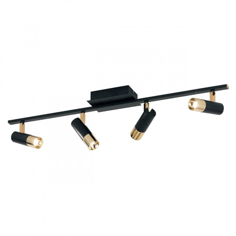 TOMARES FOCO RIEL TECHO NEGRO DORADO L780 4X5W LED1920lm