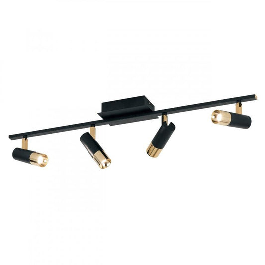 TOMARES FOCO RIEL TECHO NEGRO DORADO L780 4X5W LED1920lm