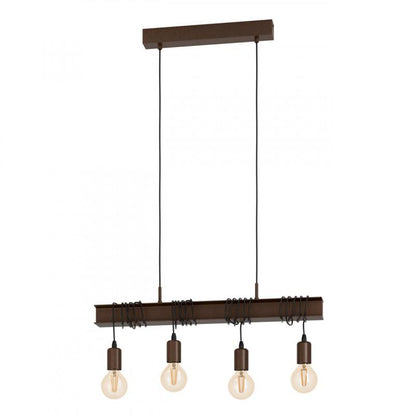 TOWNSHEND 4 LAMP COLG ACERO CAFE L700 H1100 E27 4X60W