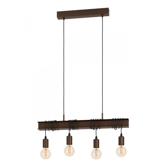 TOWNSHEND 4 LAMP COLG ACERO CAFE L700 H1100 E27 4X60W