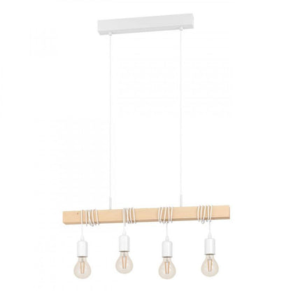 TOWNSHEND LAMP COLG ACERO MADERA BLANC L700 H1100 E27 4X60W