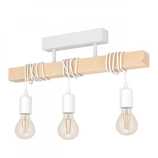 TOWNSHEND TECHO ACERO MADERA BLANC L550 H265 E27 3X60W
