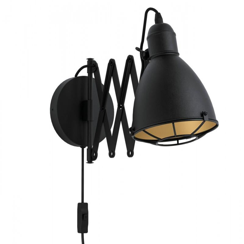 TREBURLEY APLIQUE RETRÁCTIL NEGRO DORADO 1X40W E27