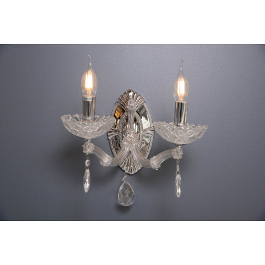 VILNA 2 APLIQUE ACERO CROMO CRISTAL K5 2X40W E14 (811-2)